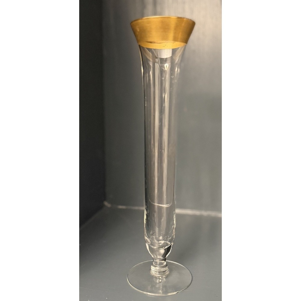 Vintage Gold Band Bud Vase Elegant West Virginia Glass 11"